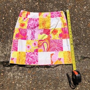 Lilly Pulitzer Y2K Multicolor Patchwork “King’s Court Patch” Floral Skirt size 4